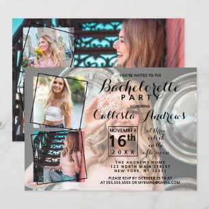 Modern Coola Photo Collage Bachelorette Party Inbjudningar