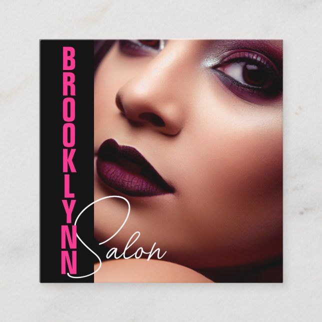 Modern Coola Photo Image Template Girly Rosa Sloga Fyrkantigt Visitkort (Framsida)