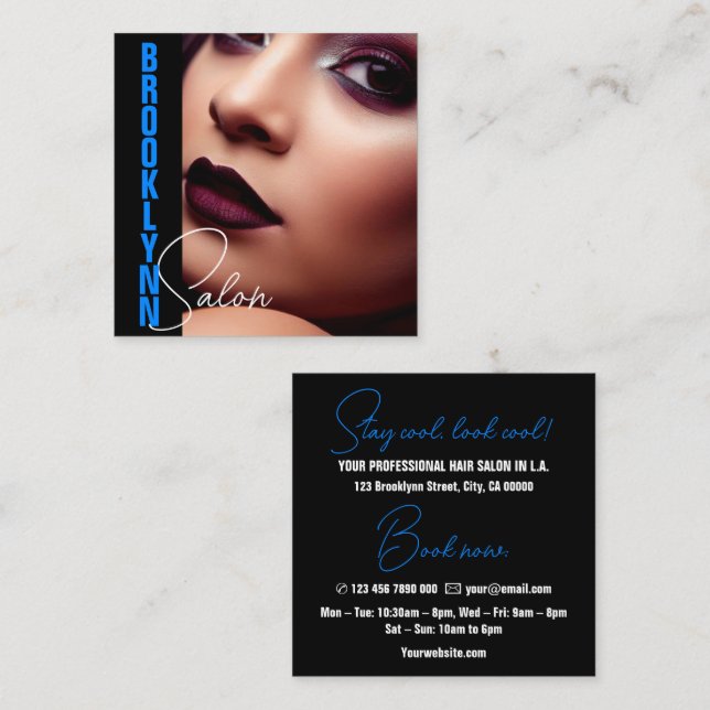 Modern Coola Photo Image Template Light Blue Sloga Fyrkantigt Visitkort (Fram/baksida)