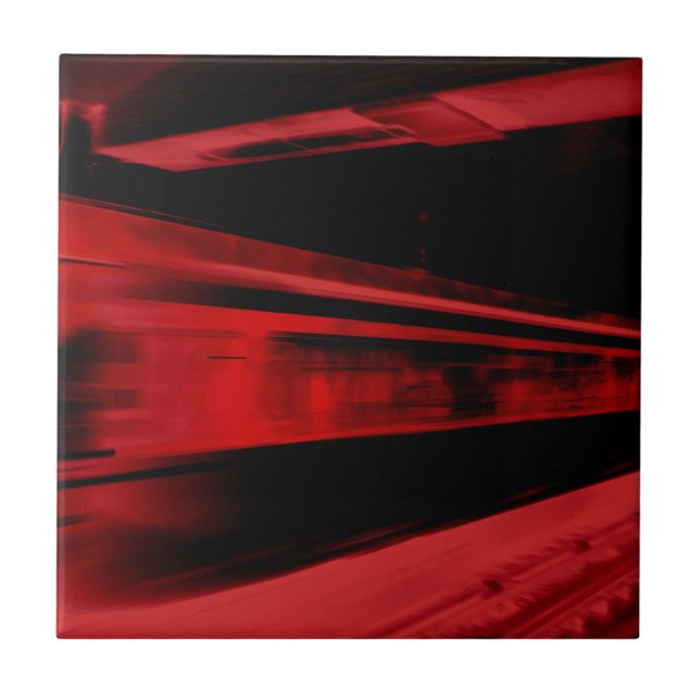Modern, coola rörelse i rött och svart kakelplatta (Framsidan)