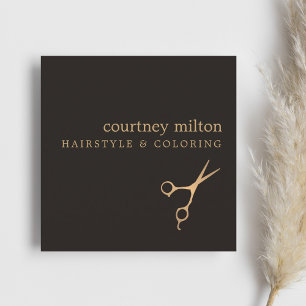 Modern Coola Simple Black Faux Guld Hair Stylist Fyrkantigt Visitkort