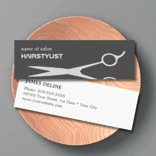 Modern Coola Sissor Silver Hair Stylist Mini Visitkort