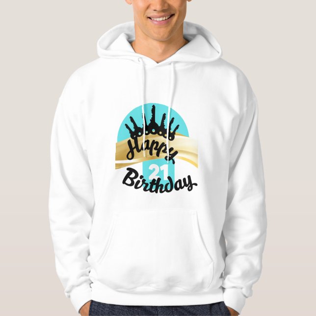 Modern coola teal nyckel 21:a hoodie (Framsida)