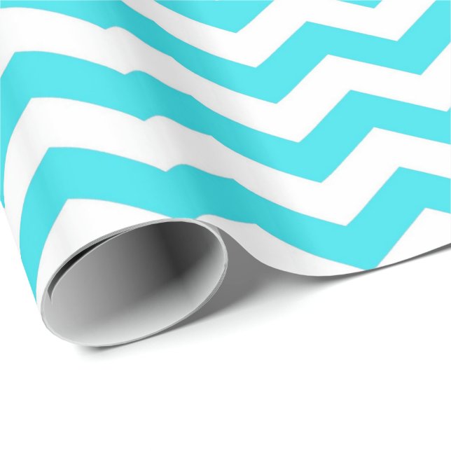 Modern, coola, trendig vattenblått chevron presentpapper (Rullad Hörn)