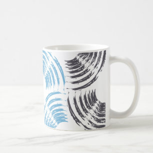 Modern, coola, trendigets blå abstrakt-penseldrag kaffemugg