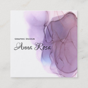 *~* Modern Coola Watercolor Lavender Blue-Magenta Fyrkantigt Visitkort
