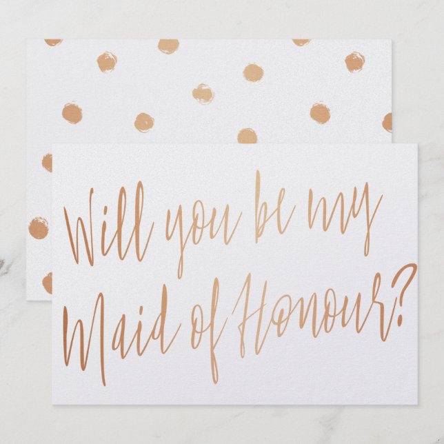 Modern Cooper "Kommer du att vara min maid of hono Inbjudningar (Fram/baksida)