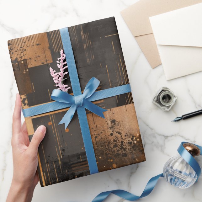 Modern Copper Bronze Shine Abstract Pattern Presentpapper (Gifting)