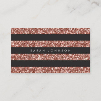 Modern Copper Glitter Black Rand Hair Stylist Visitkort