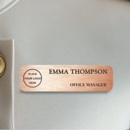 Modern Copper Hairline Design Name Badge Custom 名札 Namnbricka