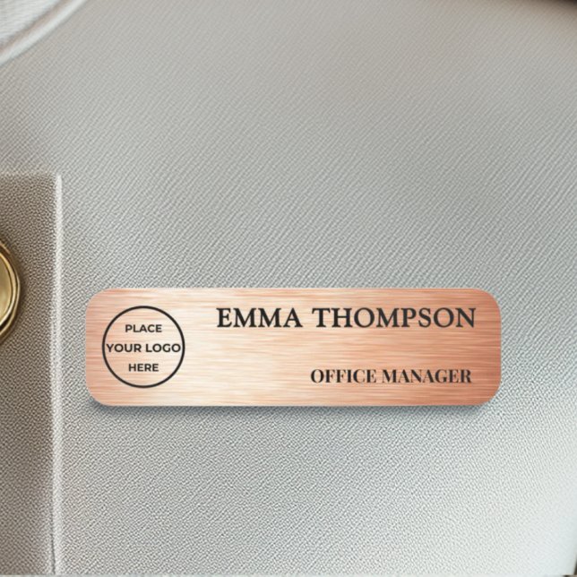 Modern Copper Hairline Design Name Badge Custom 名札 Namnbricka (Skapare uppladdad)
