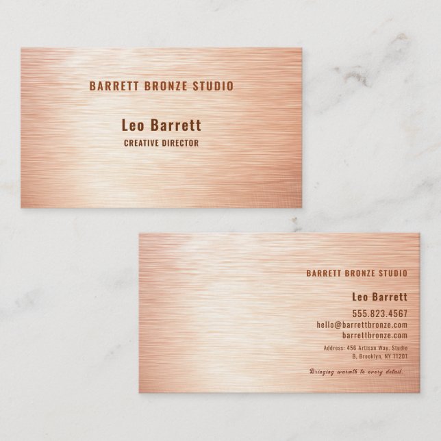 Modern Copper Hairline Design Professional Visitkort (Fram/baksida)