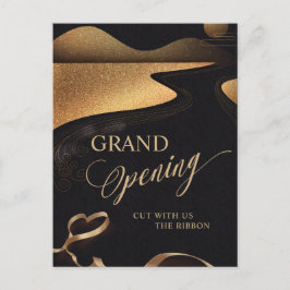 Modern Copper Ribbon Glitter Grand Open Inbjudan Vykort