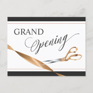 Modern Copper Ribbon Scissors Grand Open Inbjudan Vykort