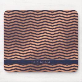 Modern Copper Ro Gold Foil Chevron Blue Musmatta