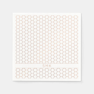 Modern Copper Ro Gold Foil Hexagon Monogram Pappersservett