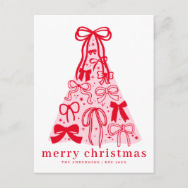 Modern Coquette Bow Merry Christmas Postcard Helg Vykort