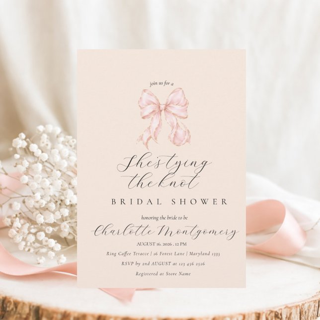 Modern Coquette Pink Bow Bridal Shower Invitation  Inbjudningar (Skapare uppladdad)
