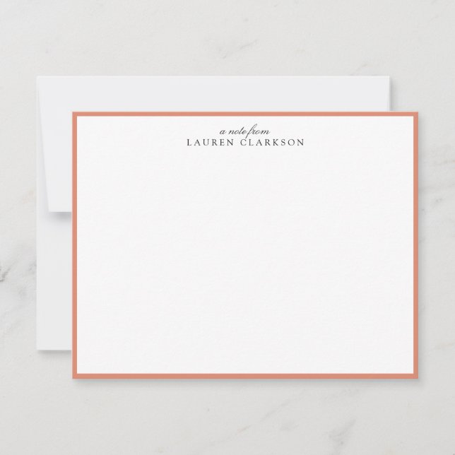 Modern Coral Frame Personalized Note Card Inbjudningar (Framsida)