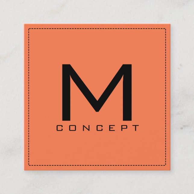 Modern Coral i Monogram Professionell Elegant Fyrkantigt Visitkort (Framsida)