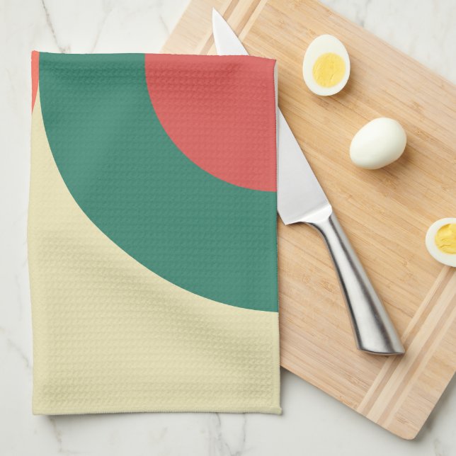 Modern Coral Mint i mitten av århundradet Kökshandduk (Vikt i Fjärdedel)