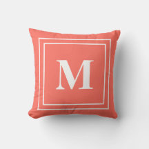 Modern Coral Monogram Dekorativ kudde