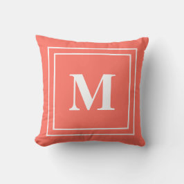 Modern Coral Monogram Dekorativ kudde
