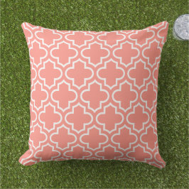 Modern Coral Moroccan Quatrefoil Mönster Kudde
