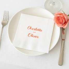 Modern Coral Orange Script Wedding  Pappersservett