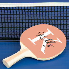 Modern Coral Peach Monogram-skript Pingisracket