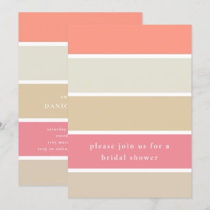 Modern Coral Peach Tan Färg Block Möhippa Inbjudningar