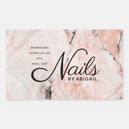 Modern Coral Ro Marble Nagel efter "Namn" Rektangulärt Klistermärke