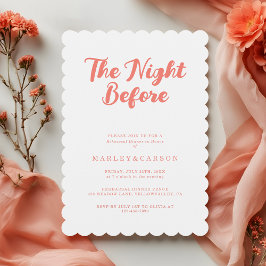 Modern Coral Script Wedding Rehearsal Dinner Inbjudningar