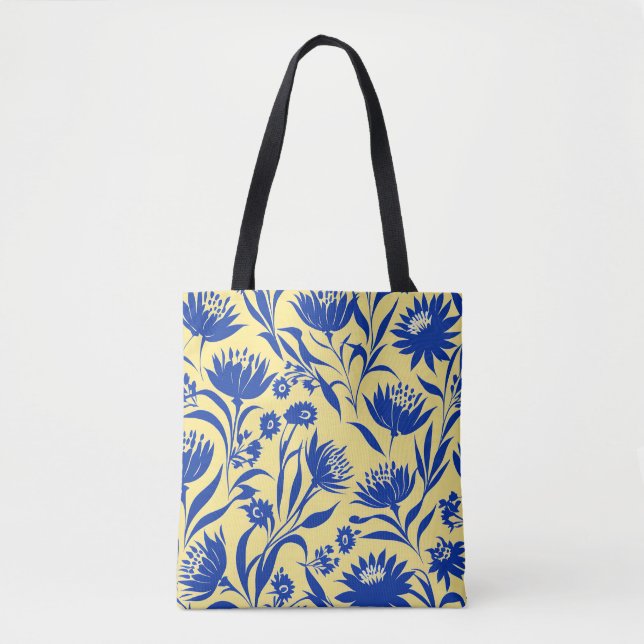 Modern Cornblomma Blue-Blommigt på Gult Tygkasse (Framsida)