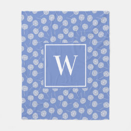 Modern Cornblomma Blue Family Monogram Fleecefilt