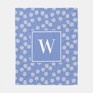 Modern Cornblomma Blue Family Monogram Fleecefilt