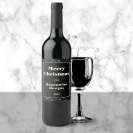 Modern Corporate God jul Black Vin-etikett Vinflaska Etikett