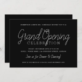Modern Corporate Grand Open Simple Black  Inbjudningar