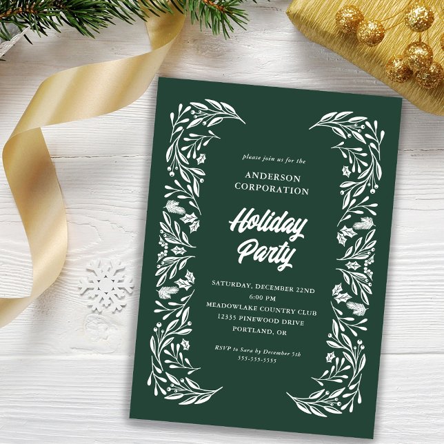 Modern Corporate Julfest White Foliage Inbjudningar (Skapare uppladdad)