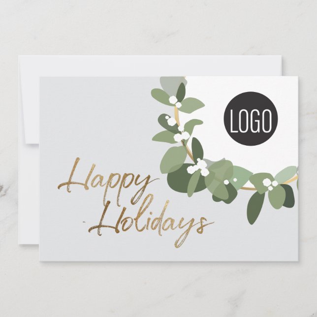 Modern Corporate Logo Happy Holidays No photo Grey Julkort (Framsida)