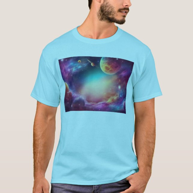 Modern Cosmic Manar Blue Basic T-Shirt (Framsida)