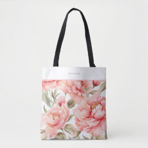 Modern Cottagecore Peony Tygkasse