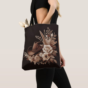 Modern Country Western-Blommor med en Cowboyhatt Tygkasse