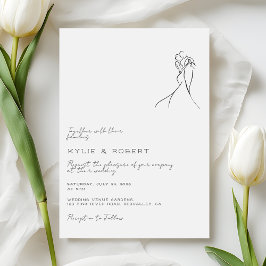 Modern Couple Drawing Romantic Wedding Inbjudningar