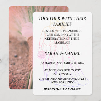 Modern Couple Line Art Wedding Invitation | Rustic Inbjudningar