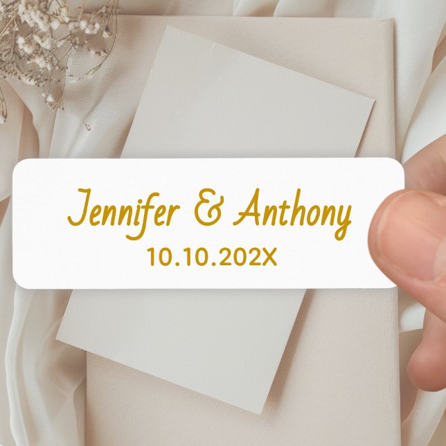 Modern Couple Names & Date Wedding - Gold Returadress Etikett (Skapare uppladdad)