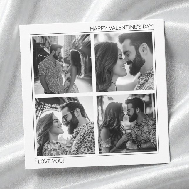 Modern Couple Photo Collage Happy Valentine's Day Julkort (Modern Couple Photo Collage Happy Valentine's Day Holiday Card)