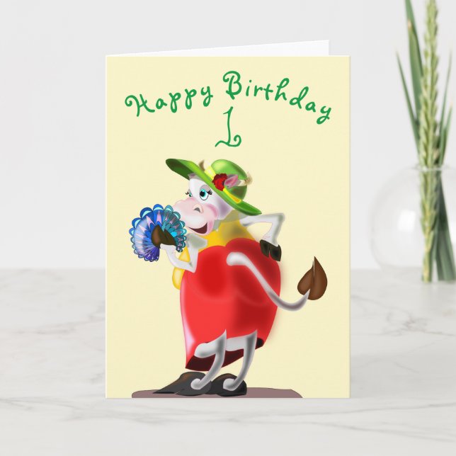 Modern Cow Funny Birthday Card - Anpassade Kort (Framsida)
