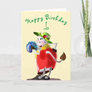 Modern Cow Funny Birthday Card - Anpassade Kort