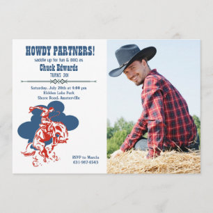 Modern Cowboy-fotoinbjudan Inbjudningar